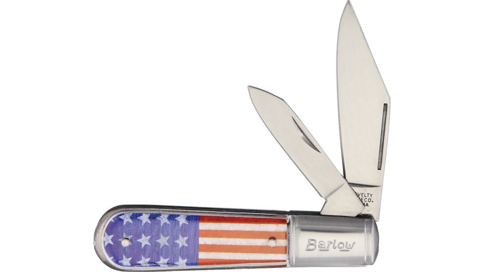Novelty Cutlery USA Flag Barlow Folding Knife,Stainless Steel,Standard Edge,Clip and Pen NV278