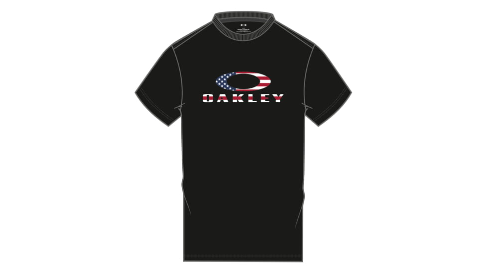 Oakley SI O Bark Short Sleeve T-Shirt - Mens, Black/American Flag, M, 457130-01VM-M