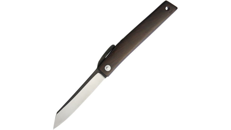 Ohta Knives FK9 Folder Knife, 3.5in D2 Tool Steel Blade, Ebony Wood Handle, OFF FK9 EB