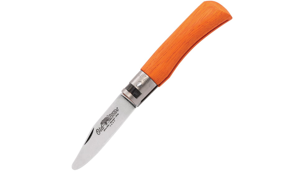 OLD BEAR XS OBY Folder Orange Folding Knife, 2.5 satin finish unsharpened AISI 420 stainless b, Orange wood handle, 9351/15-MOK