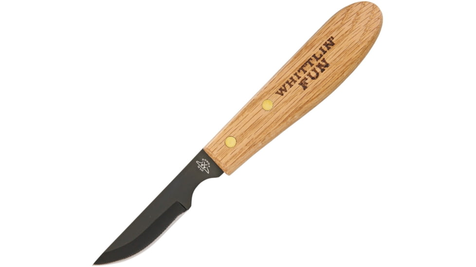 Old Forge Whittler Wood Carving Fixed Blade Knife, 7 7/8in Overall, 3 1/8in Black High Carbon Steel Blade With 2 1/8in Cutting Edge, Ergonomic Natural Wood, OF001