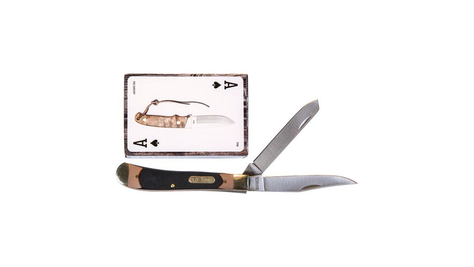 Old Timer Knife 2-bld Gunstock Trapper &amp; 52 Card Deck Promoq4