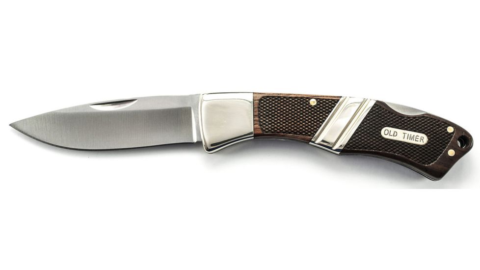 Old Timer Old Timer Mountain Beaver Sr. Large Lockback Folding Knife,3.2in Steel Drop Point Blade,Wood Handle 29OT