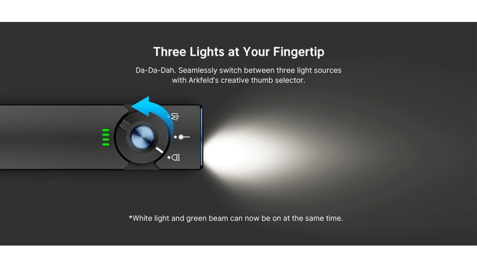 Olight Arkfeld Pro 1300 Lumens LED Rechargeable Flashlight with UV Light &amp; Green Laser, Black, ARKFELD-PRO-3R-BKV