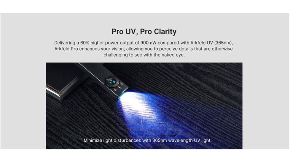 Olight Arkfeld Pro 1300 Lumens LED Rechargeable Flashlight with UV Light &amp; Green Laser, Black, ARKFELD-PRO-3R-BKV