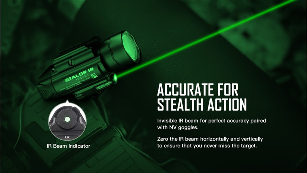 Olight Baldr w/ IR Laser Sight LED Flashlight, Neutral White, 1350 Lumens, Black, FL-OL-BALDRIR