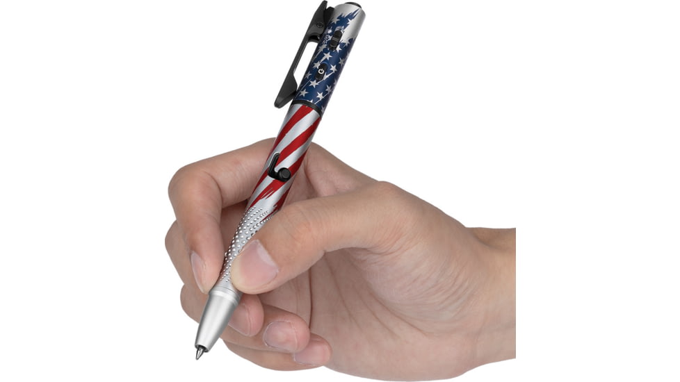 Olight O Pen 3 EDC Pen with Tip and Clip Lights and Green Laser Pointer, Stars and Stripes, 6977261696249
