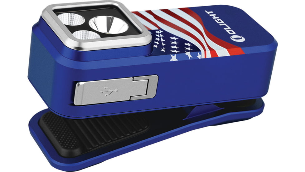 Olight Oclip Pro S 600 Lumen LED Rechargeable Clip-On Flashlight with UV and RGB Light, Stars and Stripes, OCLIPPROS-SS