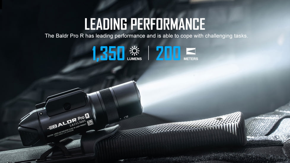 Olight Baldr Pro R 1350 Lumens LED Rechargeable Flashlight and Green Laser Combo
