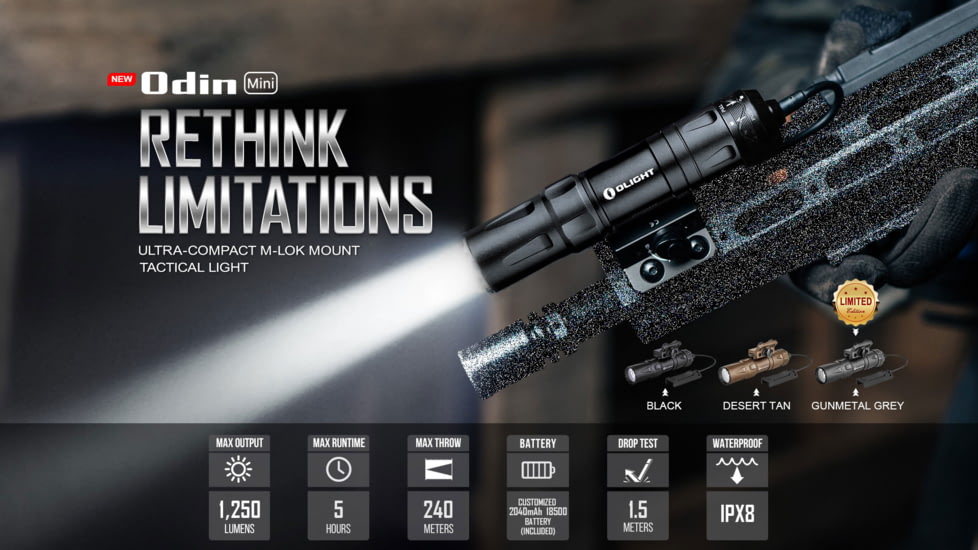 Olight Odin Mini 1250 Lumens LED Rechargeable Flashlight