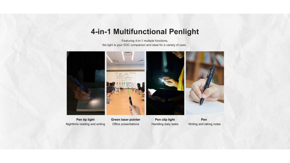 Olight OPen 120 Lumens LED Glow EDC Pen with Flashlight and Green Laser