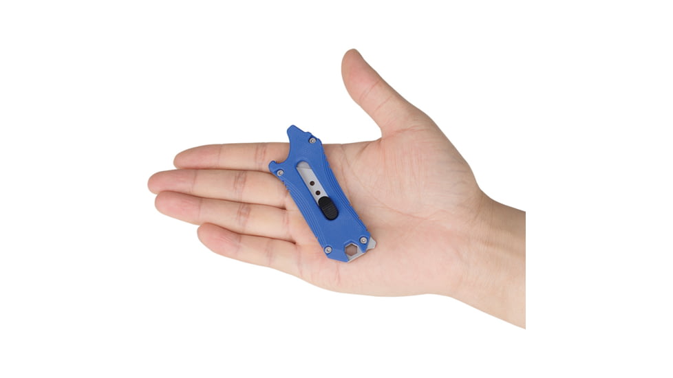 Olight Otacle Blue EDC Utility Knife, 3.38in Closed, 1in SK2 Stainless Utility Blade, Blue Textured G10 Handle, OTACLEBU