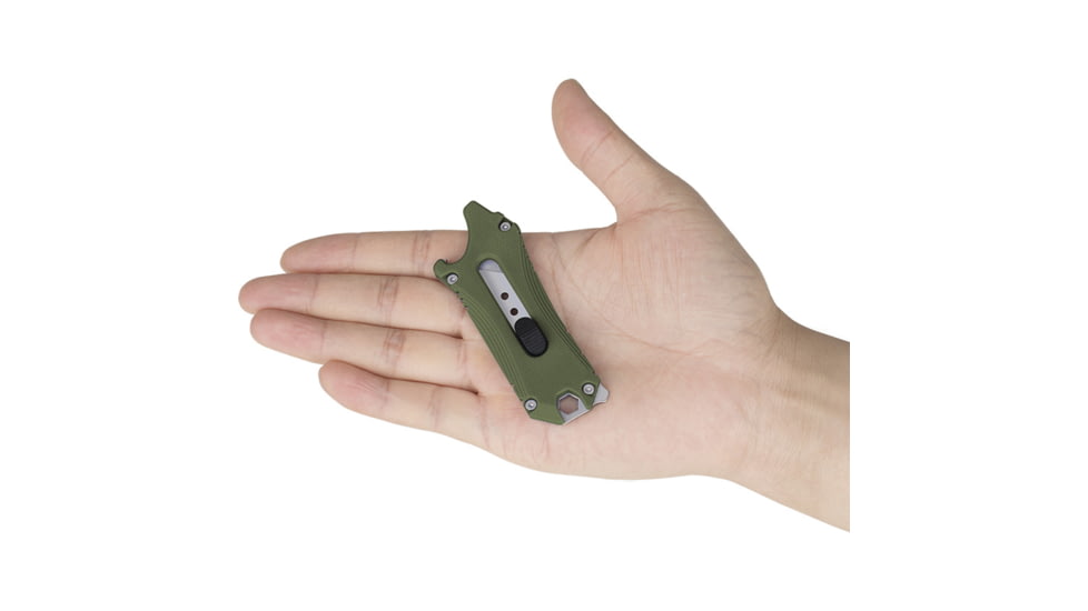 Olight Otacle OD EDC Utility Knife, 3.38in Closed, 1in SK2 Stainless Utility Blade, OD Green Textured G10 Handle w/ Stainless Back Handle, OTACLEODG