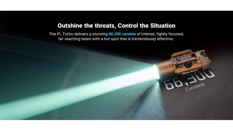 Olight PL Turbo Valkyrie LED Long Range Rail Mount Flashlight, 800 Lumen, Black, FL-OL-PLTURBO-BK