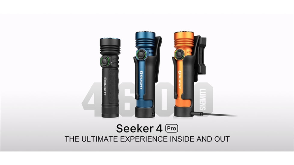 Olight Seeker 4 Pro CW LED Rechargeable Flashlight, 4600 Lumen, Black, FL-OL-SEEKER4PRO