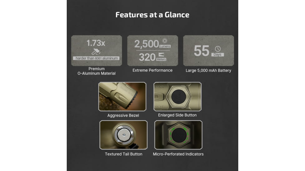 Olight Warrior Ultra 21700 Lithium Ion 2500 Lumens LED Tactical Flashlight, OD Green, WARRIORULTRAOG