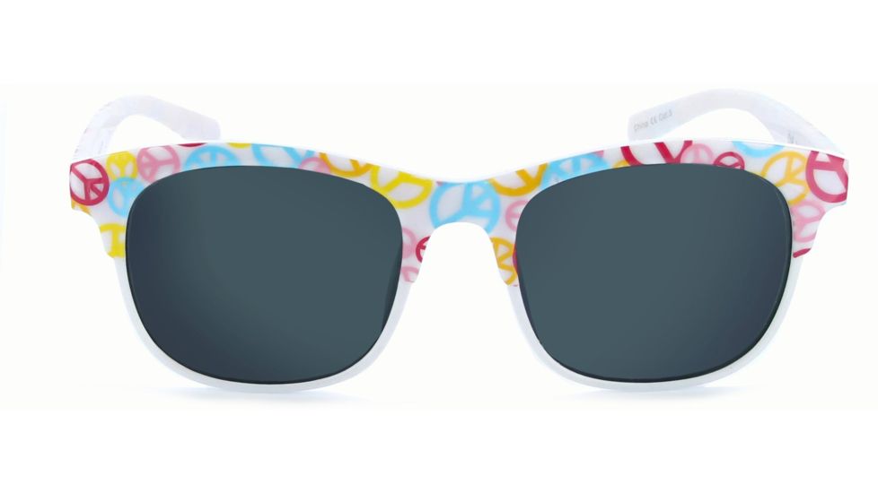 One Meercat Sunglasses - Kids, Shiny White w/ Peace Signs, 21911