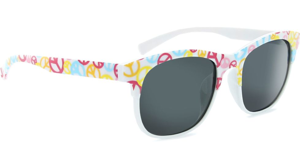 One Meercat Sunglasses - Kids, Shiny White w/ Peace Signs, 21911