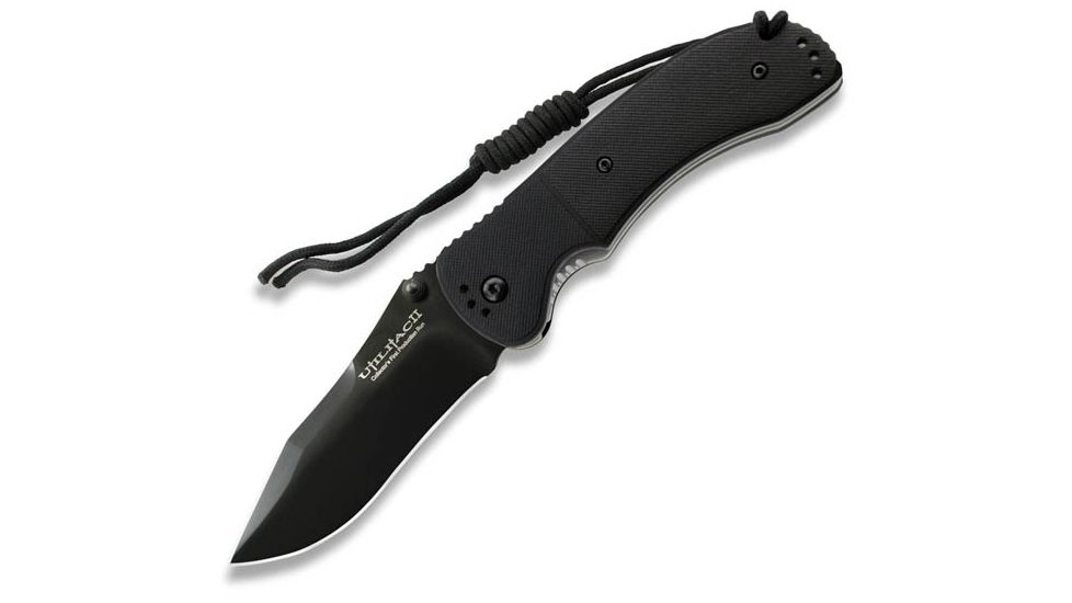 Ontario Knife JPT-3R Folding Knife, Drop Point, Black, Round Hole, Satin, Plain OK8902