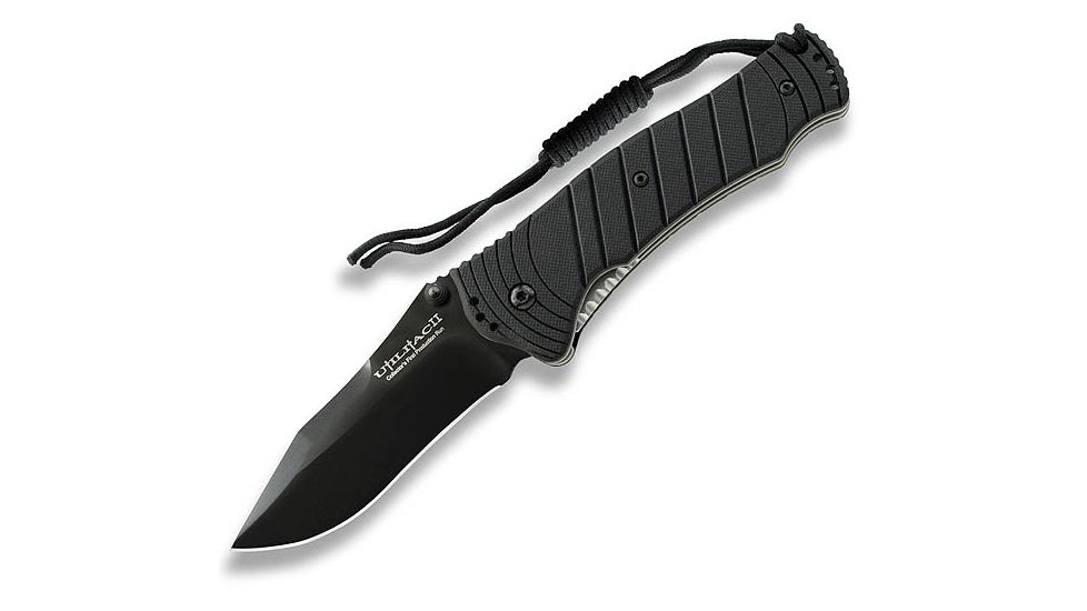 Ontario Knife JPT-3S Folding Knife, Drop Point, Black, Square Hole, Black Blade, Plain OK8906
