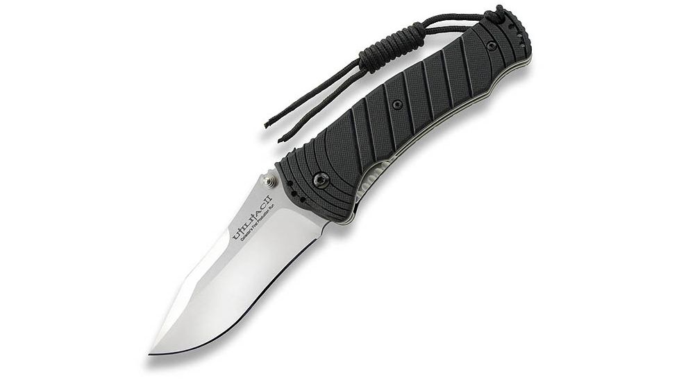 Ontario Knife JPT-3S Folding Knife, Drop Point, Black, Square Hole, Satin, Plain OK8908