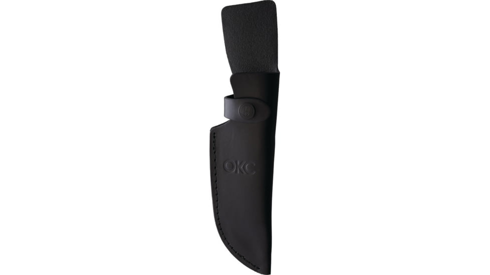 Ontario Knife TAK 2 Fixed Blade Knife, 10in Overall, 4.25in Black Coated 1075HC Steel Blade, Honey Wood Handle, Leather Sheath, 8664