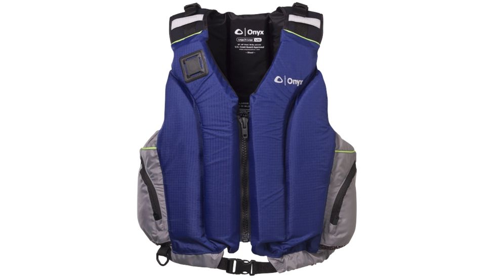 ONYX 5010 Shoal Paddle Sports Vest, 2XL,3XL Size, Nylon Shoulders, Sapphire, Silver 5010SAP07