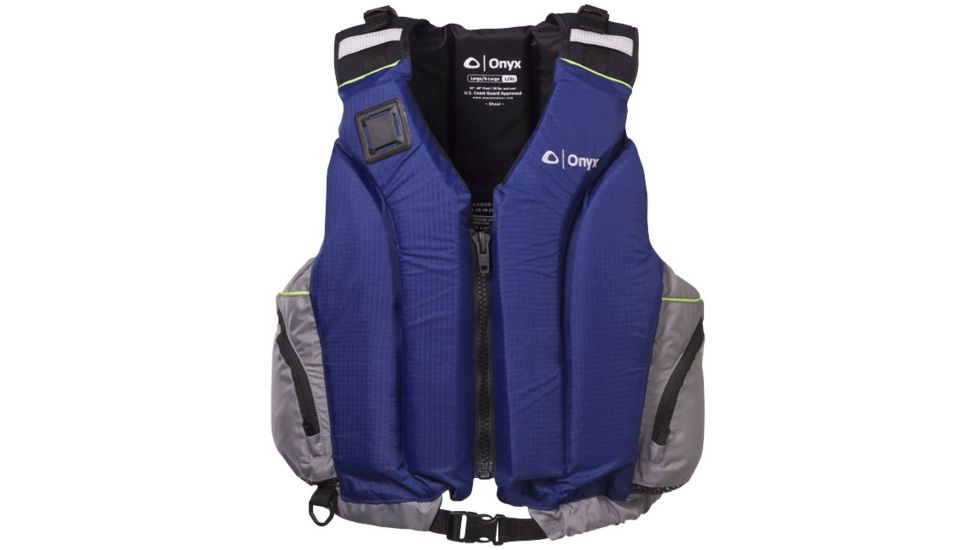 ONYX 5010 Shoal Paddle Sports Vest, L , XL Size, Nylon Shoulders, Sapphire, Silver 5010SAP05