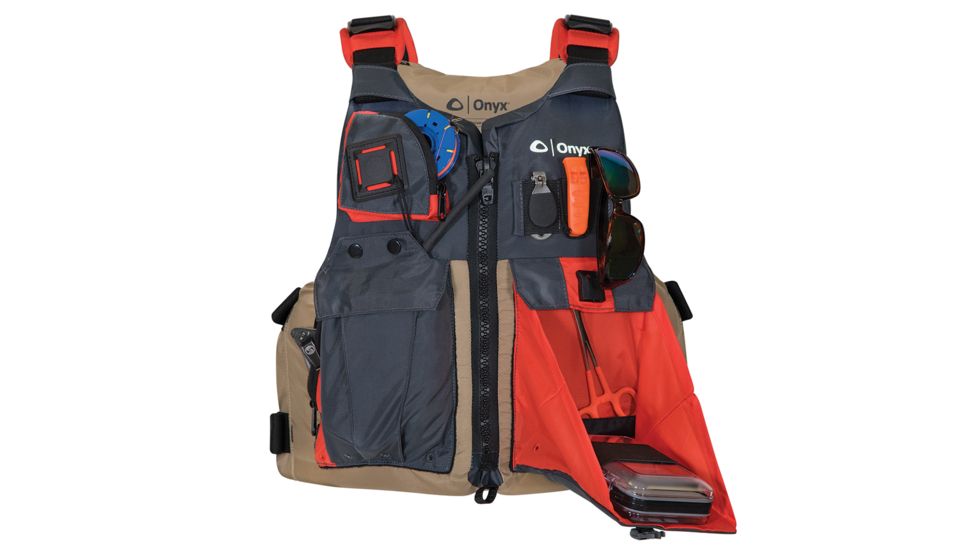 Onyx Outdoor Kayak Fishing Vest - Adult Universal - Tan/Grey 63481
