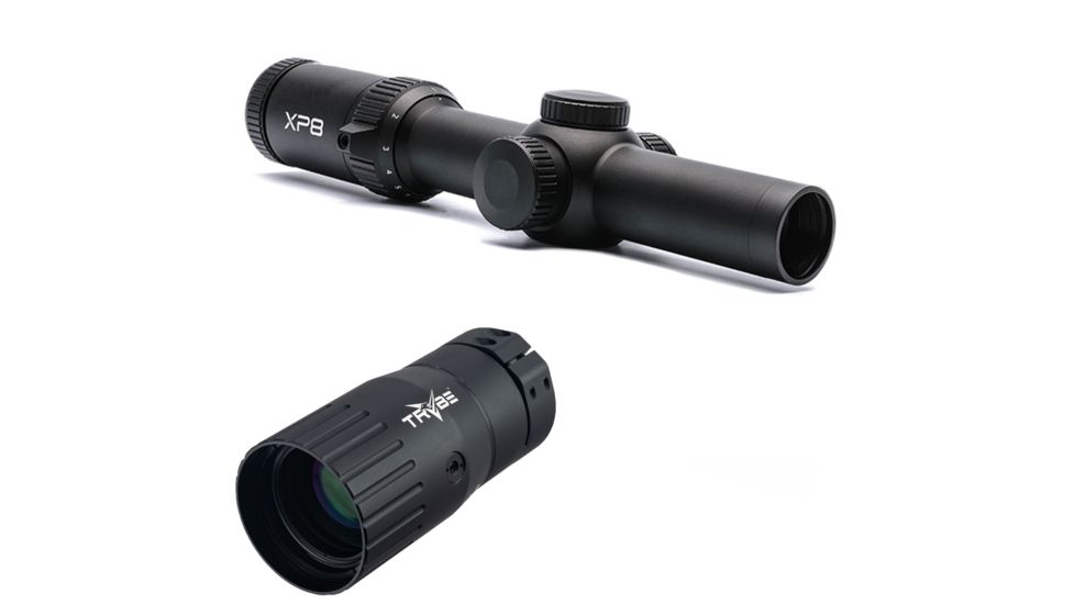 OP Exclusive - Atibal XP8 1-8x24mm Rifle Scopes with Rapid View Lever, TDR BDC Reticle, Second Focal Plane, Black, AT-XP8 w/ Trybe Optics Enhancer - Magnification Doubler