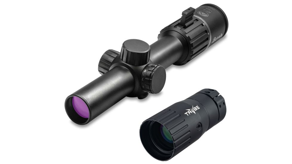 Burris RT-6 1-6x24 mm Rifle Scope, 30mm Tube, Second Focal Plane, Red Ballistic AR 5X Reticle, Matte, Black, w/ TRYBE Optics Enhancer, 200472-KIT1