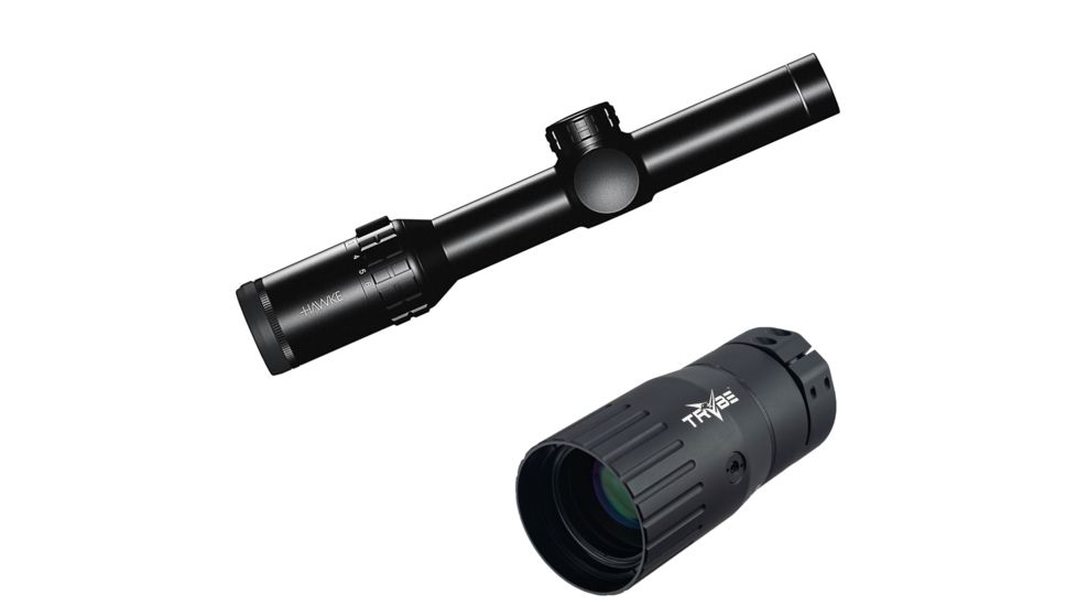 Hawke Sport Optics Frontier 30 1-6x24 Circle Dot IR, Black, 18401 w/ Trybe Optics Enhancer - Magnification Doubler