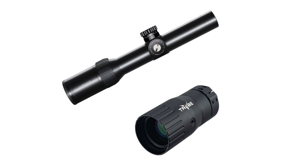 OP Exclusive - Hawke Sport Optics Frontier 30 1-6x24 Tactical IR Rifle Scope, Black, 18201 w/ Trybe Optics Enhancer - Magnification Doubler