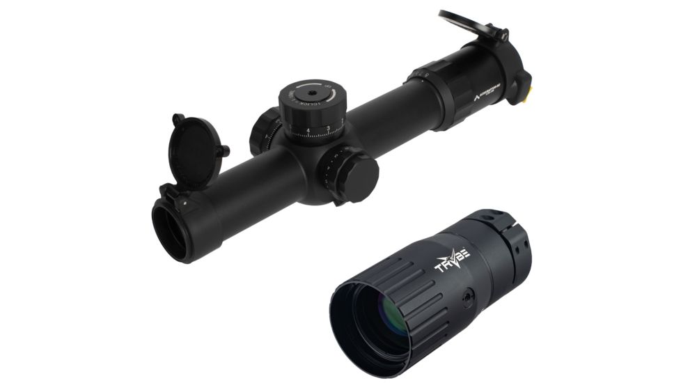 OP Exclusive - Primary Arms Platinum Series 1-8X24mm FFP Rifle Scope - Illuminated ACSS Raptor M2 5.56 Reticle, Black, PAPLX8-1-8X24F-RAPTOR-5.56 w/ Trybe Optics Enhancer - Magnification Doubler