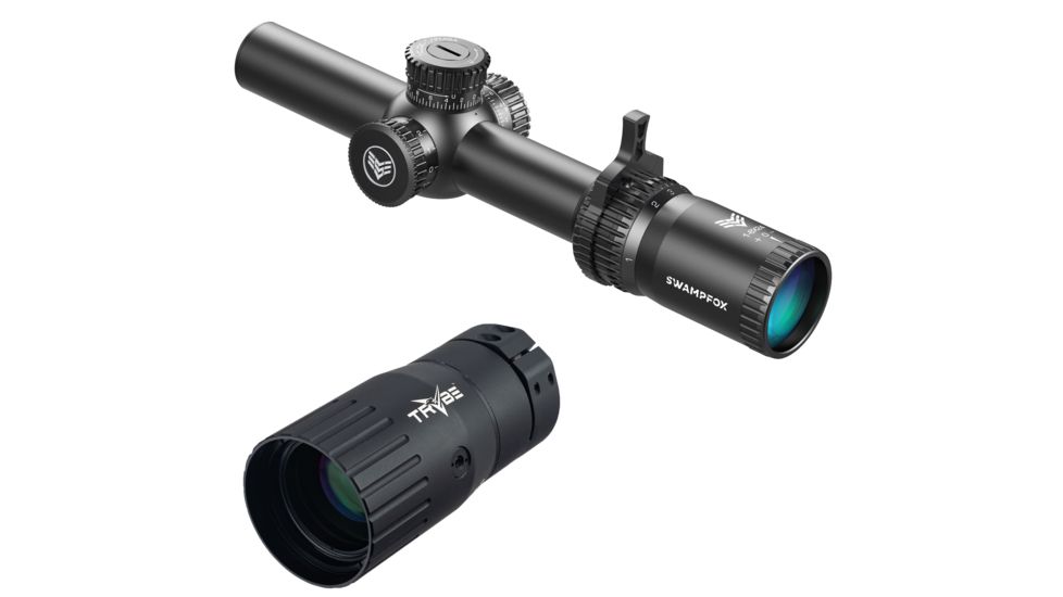 OP Exclusive - Swampfox Tomahawk LVPO Rifle Scope, 1-8x24mm, 30mm Tube, Second Focal Plane, Spear Duplex Reticle, Black, ATK18241-D w/ TRYBE Optics Enhancer - Magnification Doubler