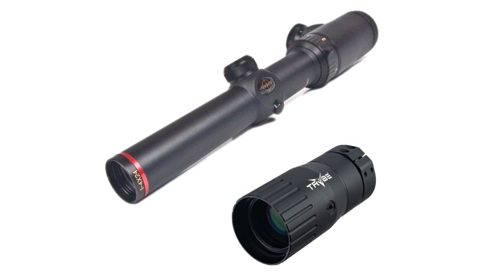 Swift 30mm Premier 1-4x24 Illuminated 2nd Focal Plane Scope-Matte, MATTE BLACK SRP3901M w/ Trybe Optics Enhancer - Magnification Doubler