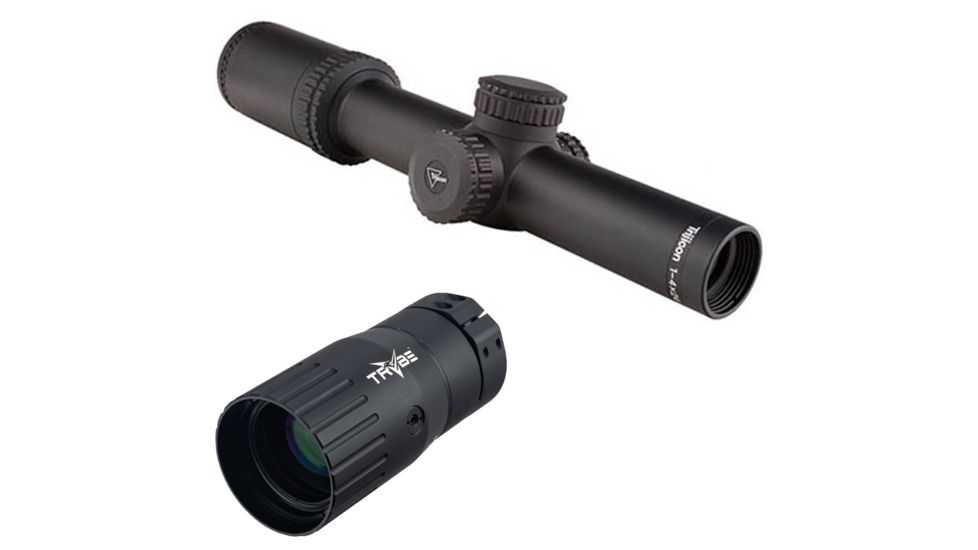 OP Exclusive - Trijicon AccuPower RS-24 1-4x24mm Rifle Scope, 30 mm Tube, SFP, Black, Red Standard Duplex Crosshair w/ Dot Reticle, MOA Adjustment, w/ TRYBE Optics Enhancer, RS24-C-1900004-KIT1