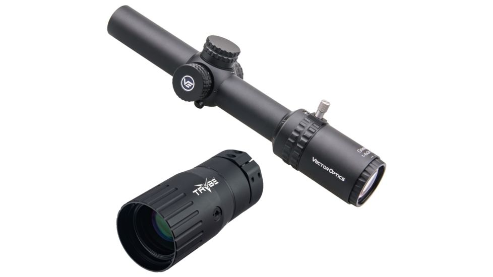 OP Exclusive - Vector Optics Grimlock Gen II Rifle Scope, 1-6x24mm, 30mm Tube, Etched VTC-3 Reticle, Black, SCOC-13II w/ Trybe Optics Enhancer - Magnification Doubler