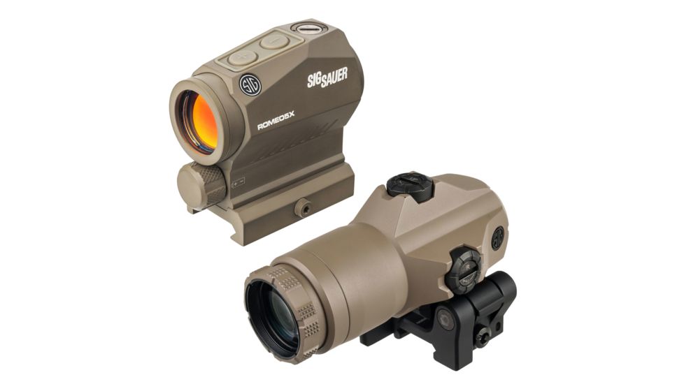 SIG SAUER OPMOD Romeo5 X 1x20mm Compact Red Dot Sight, 2 MOA Dot Reticle w/Red Dot Magnifier, Flat Dark Earth
