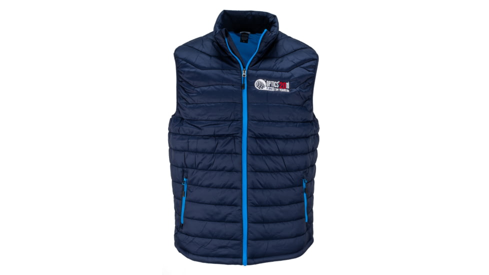 OpticsPlanet Exclusive OpticsPlanet 20th Anniversary Puffer Lightweight Vest - Men's, Navy/Electric Blue, Extra Large, OP-VEST-NVY-XL