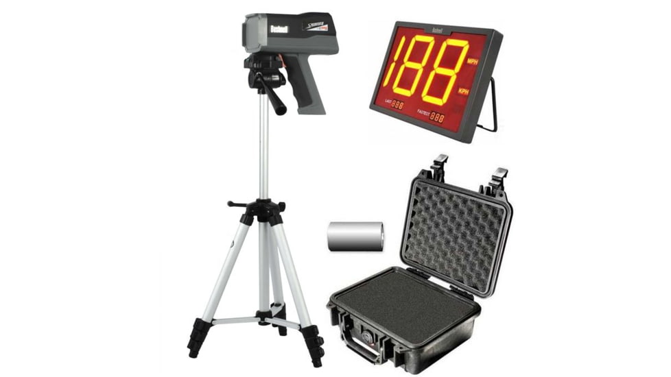 OpticsPlanet Exclusive Bushnell Speedster 3 Radar Gun w/ Batteries, Pelican Hard Case, Tripod, and Wireless SpeedScreen Display 101922