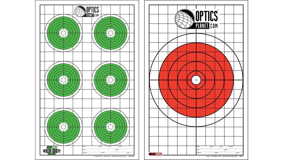 OpticsPlanet Exclusive EZ2C Targets Style 5, Bullseye with Grid Sight-In Target &amp; OpticsPlanet Exclusive EZ2C Targets Style 6