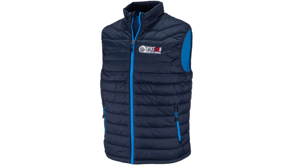 OpticsPlanet Exclusive OpticsPlanet 20th Anniversary Puffer Lightweight Vest - Mens, Navy/Electric Blue, Extra Large, OP-VEST-NVY-XL