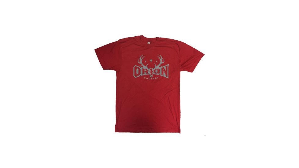 Orion Coolers T-shirt with Large Logo Front and Made by Jackson Kayak Star Back, Large, Heather Red 91282