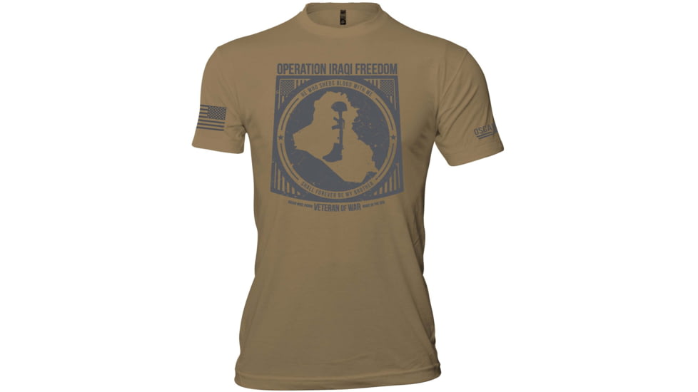 Oscar Mike Operation Iraqi Freedom T-Shirt - Mens, Coyote, L, M-OM-COYOTE-01-0378-L