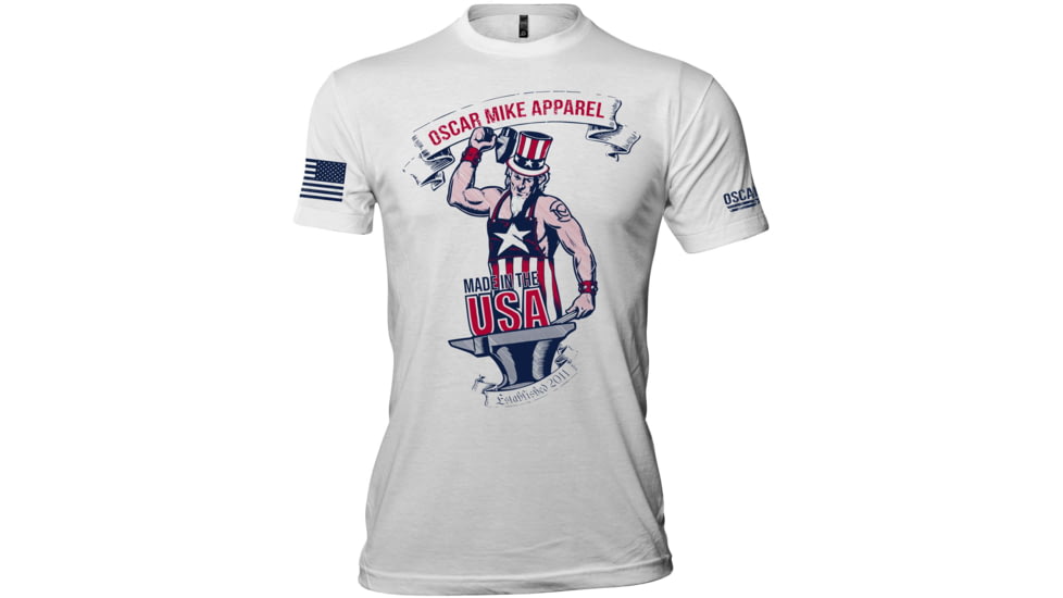 Oscar Mike Uncle Sam Made In The Usa Tee - Mens, White, L, M-OM-WHITE-01-0388-L