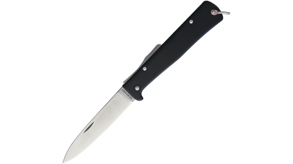 OTTER-Messer 10436R Mercator Lockback Steel Blade Knife, 3.25in Satin SS Blade, Black SS Handle, Black, 10-436 RG R
