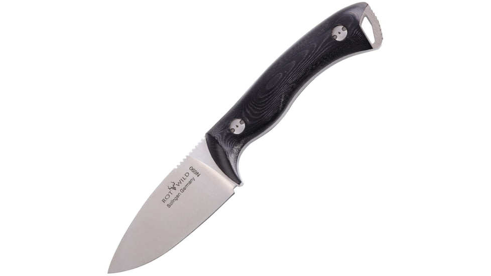 OTTER-Messer Rotwild Milan Black Micarta Knife, 3.38 satin finish Bohler N690 stainless blade, Black micarta handle, RWF 04 B MI