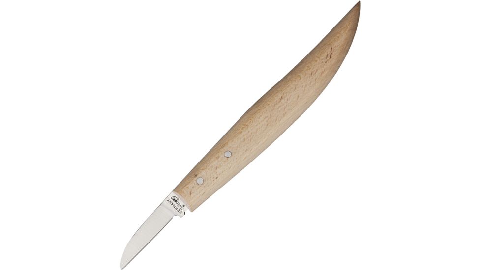 OTTER-Messer Scraping &amp; Carving Knife Fixed Blade Knife, 1.75in, Carbon Steel, Standard Edge, Satin, Wood Handle OTT710H