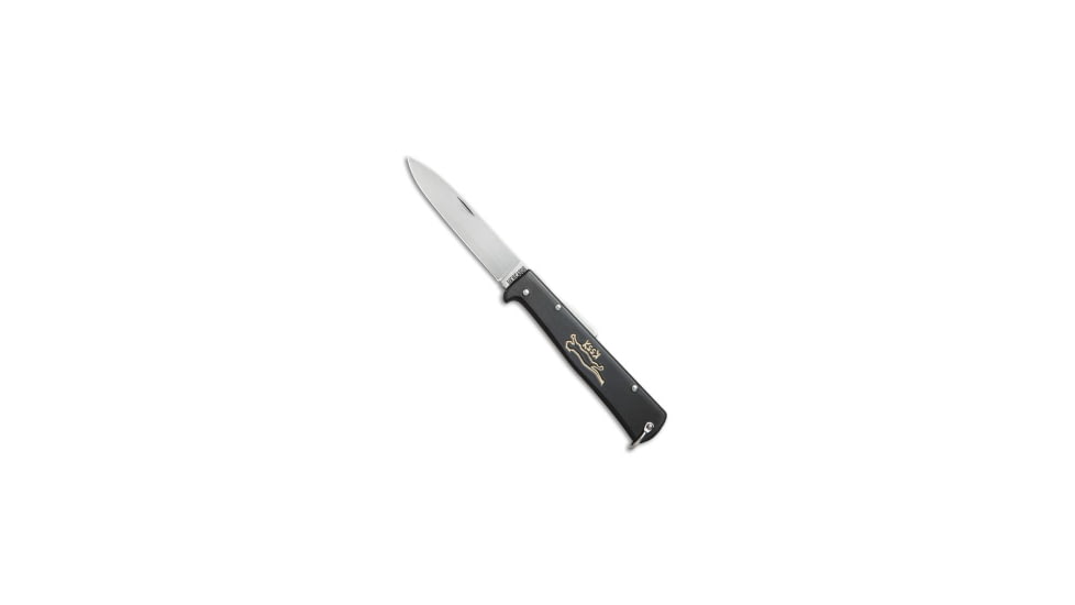 Otter Otter Mercator Cat Lockback Folding Knife Black Stainless Steel 3.5&quot; Satin CS, Black, High Carbon Steel, adult, BHQ-48885